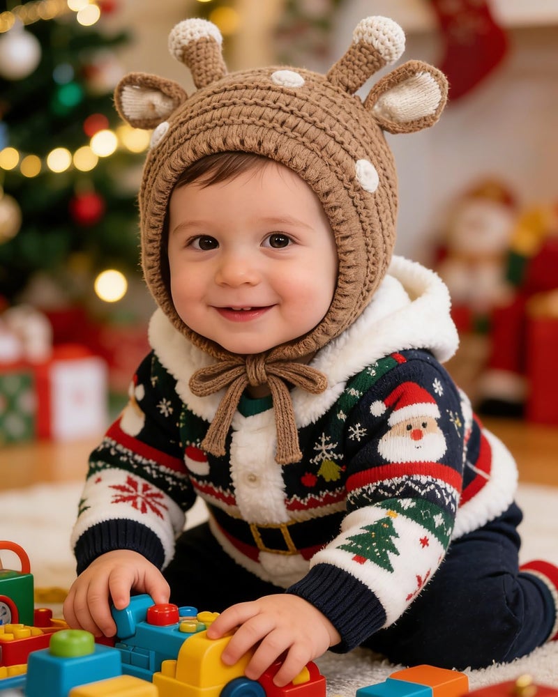 MINGSEECESS Kids Knitted Beanie Hat Cute Frog Cartoon Winter Warmer Cap with Big Eyes for Baby Boys Girls - Image 3